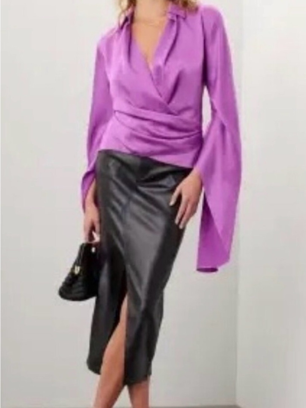 SIMKHAI Paradisa Satin Wrap Top - Purple